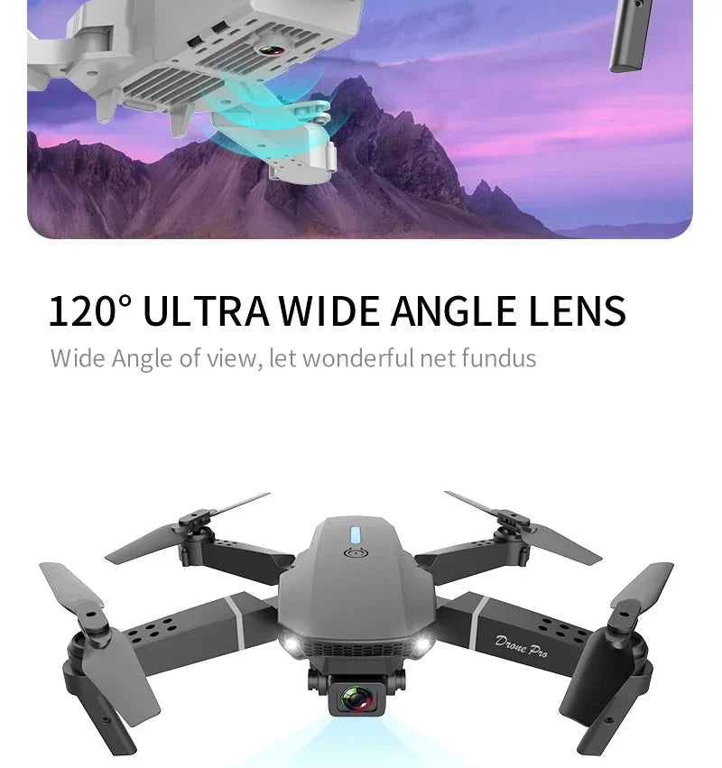 E88Pro4K DroneWiFi FPV HD Camera/Foldable RC Quadcopter/Altitude Hold/360° Flips/Headless Mode/Ideal Gift for Kids&Beginners