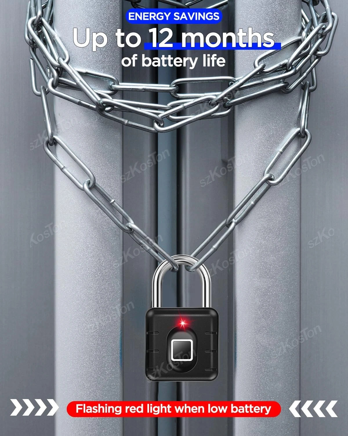 Fingerprint Padlock IP67 Waterproof Lock Smart Padlock Keyless Biometric Lock Suitable for Luggage Suitcase Gym Locker Lock