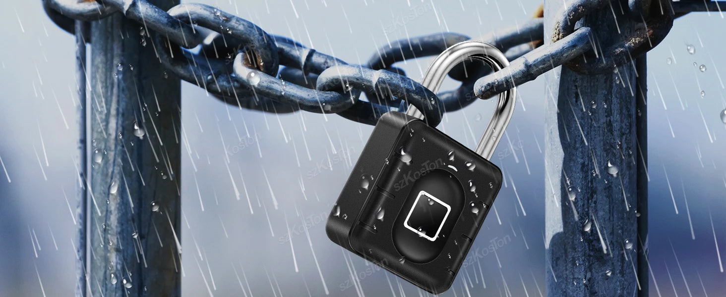 Fingerprint Padlock IP67 Waterproof Lock Smart Padlock Keyless Biometric Lock Suitable for Luggage Suitcase Gym Locker Lock