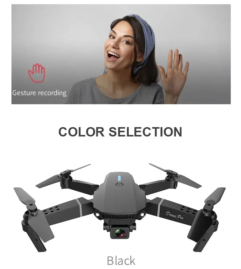 E88Pro4K DroneWiFi FPV HD Camera/Foldable RC Quadcopter/Altitude Hold/360° Flips/Headless Mode/Ideal Gift for Kids&Beginners