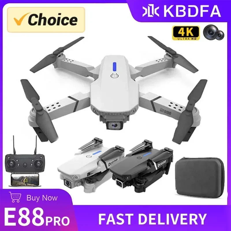 E88Pro4K DroneWiFi FPV HD Camera/Foldable RC Quadcopter/Altitude Hold/360° Flips/Headless Mode/Ideal Gift for Kids&Beginners