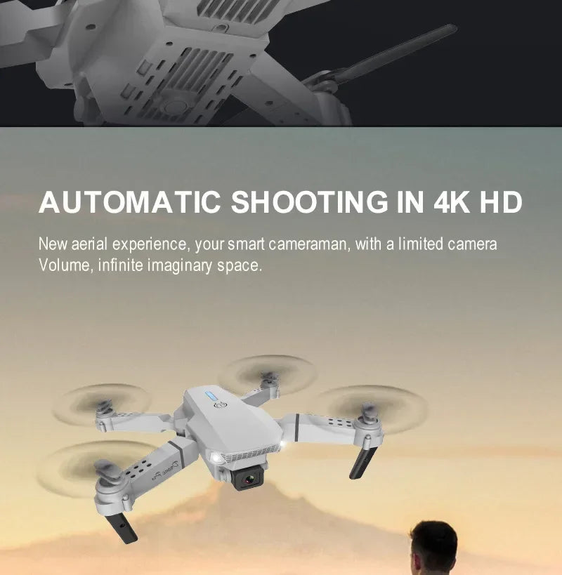 E88Pro4K DroneWiFi FPV HD Camera/Foldable RC Quadcopter/Altitude Hold/360° Flips/Headless Mode/Ideal Gift for Kids&Beginners