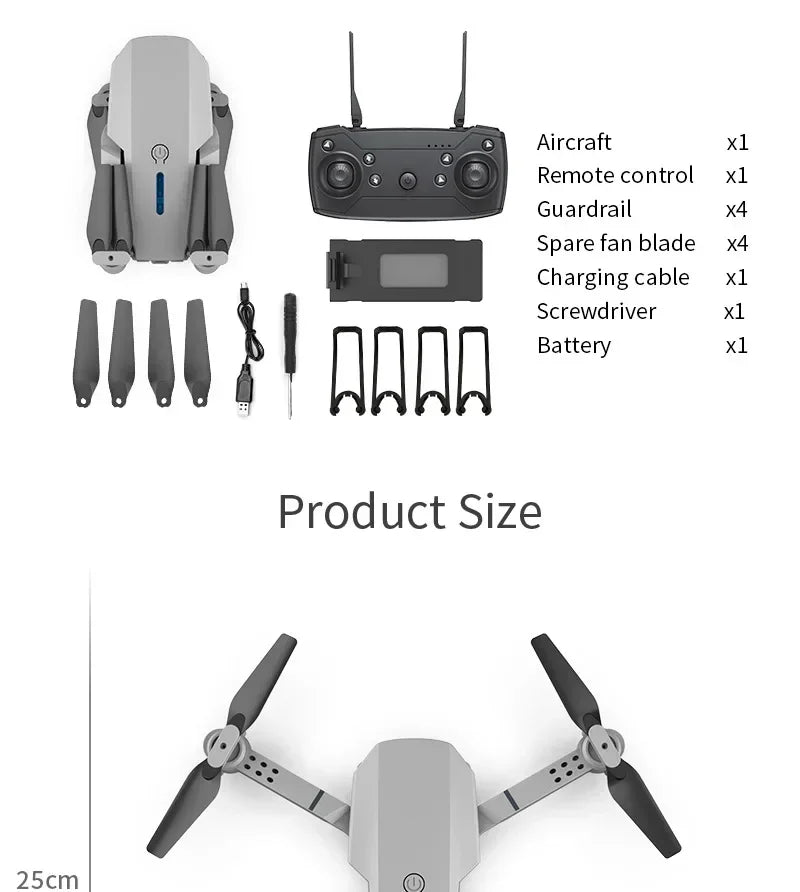 E88Pro4K DroneWiFi FPV HD Camera/Foldable RC Quadcopter/Altitude Hold/360° Flips/Headless Mode/Ideal Gift for Kids&Beginners