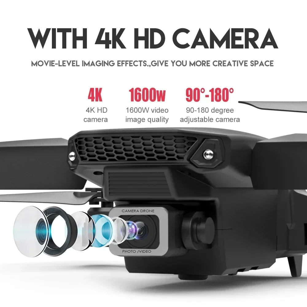 E88Pro4K DroneWiFi FPV HD Camera/Foldable RC Quadcopter/Altitude Hold/360° Flips/Headless Mode/Ideal Gift for Kids&Beginners