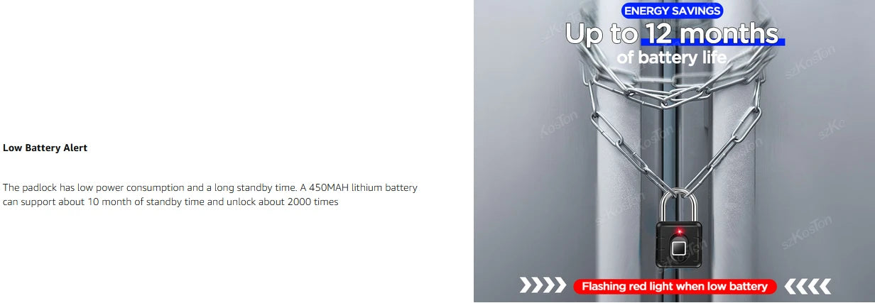 Fingerprint Padlock IP67 Waterproof Lock Smart Padlock Keyless Biometric Lock Suitable for Luggage Suitcase Gym Locker Lock