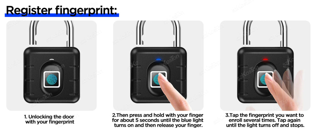 Fingerprint Padlock IP67 Waterproof Lock Smart Padlock Keyless Biometric Lock Suitable for Luggage Suitcase Gym Locker Lock
